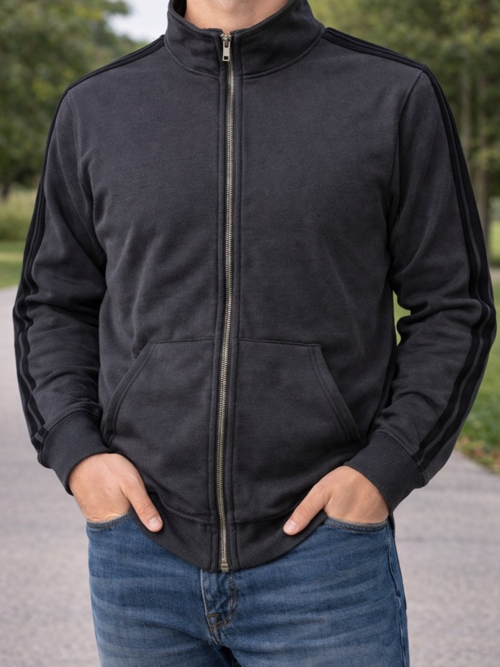 wild fable Men's Charcoal Zip-Up Track Jacket